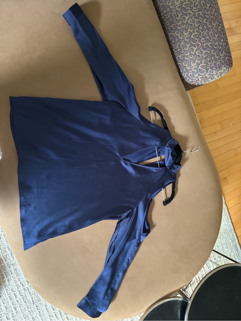 Yumi Kim Navy Cold-Shoulder Keyhole Blouse